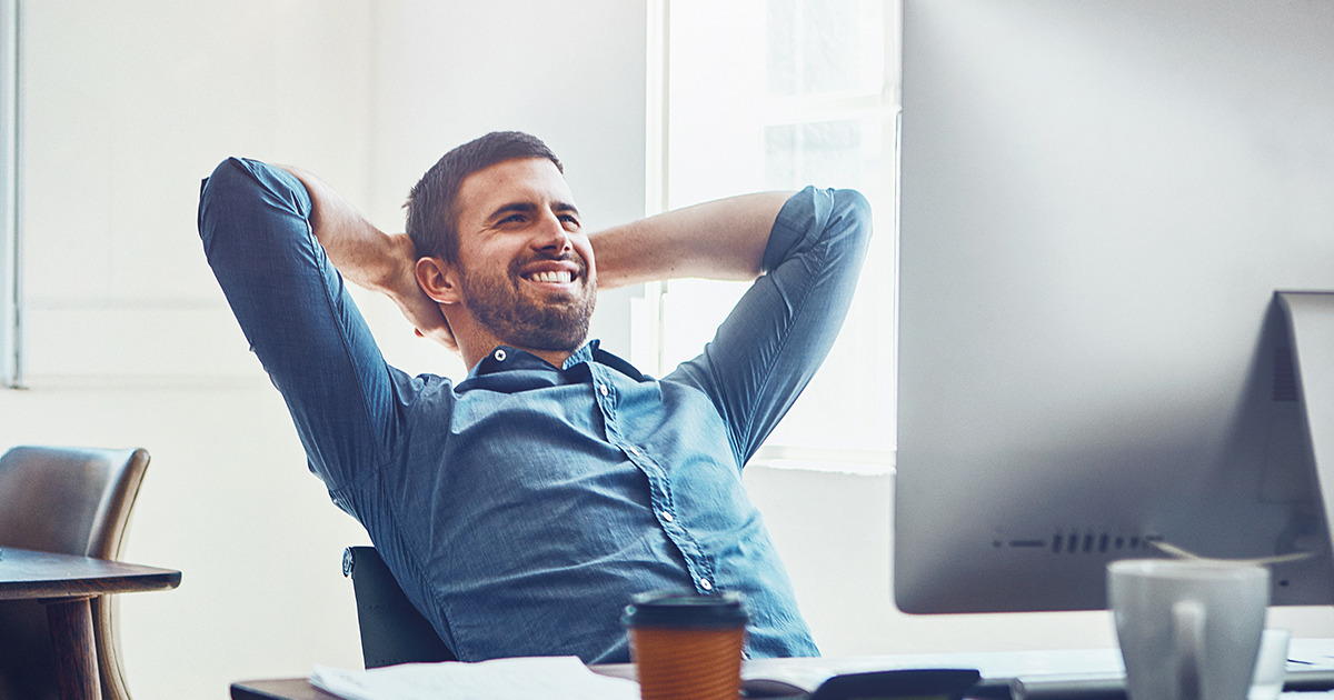 satisfied man in chair